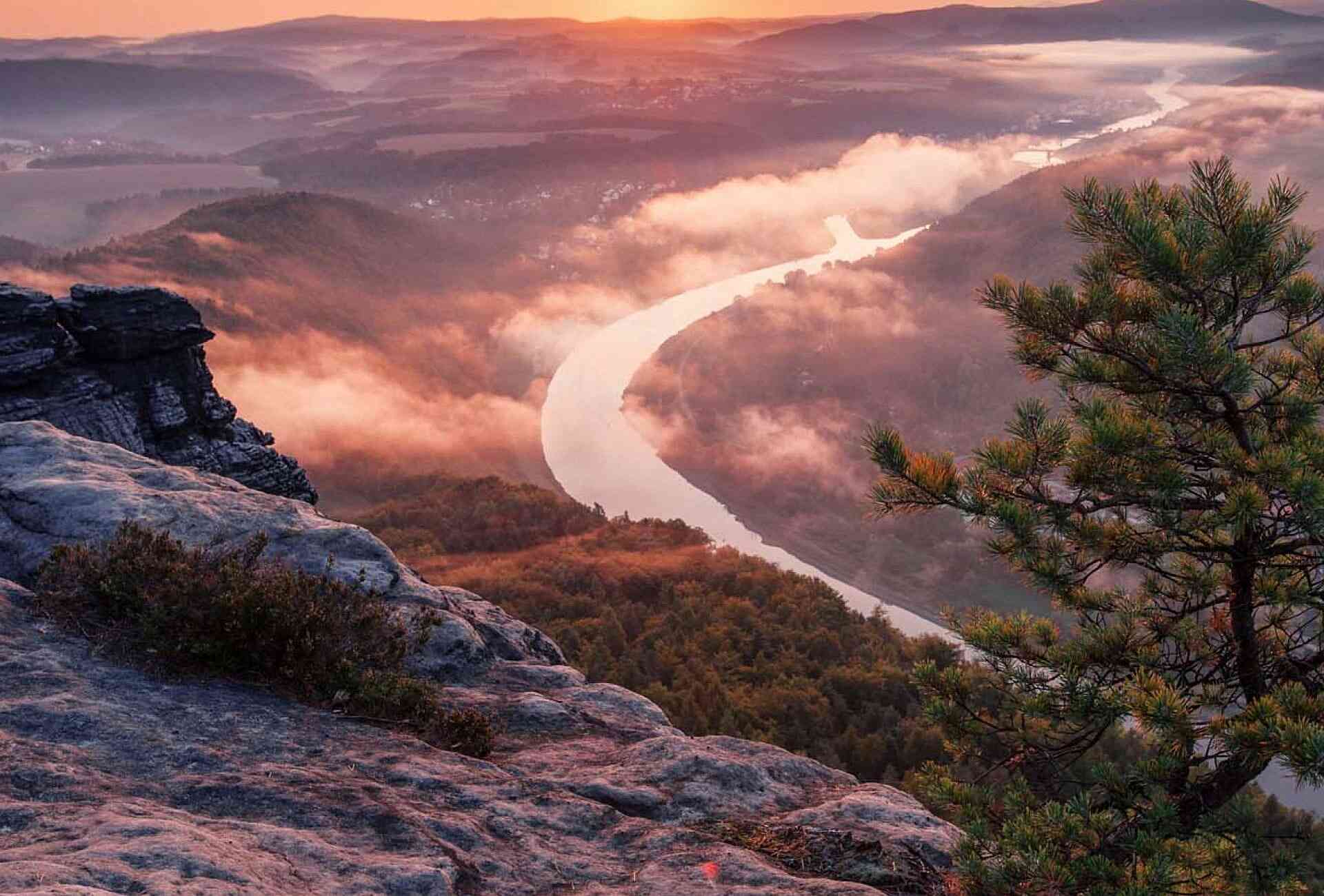 Sunset views in Bohemian Switzerland National Park